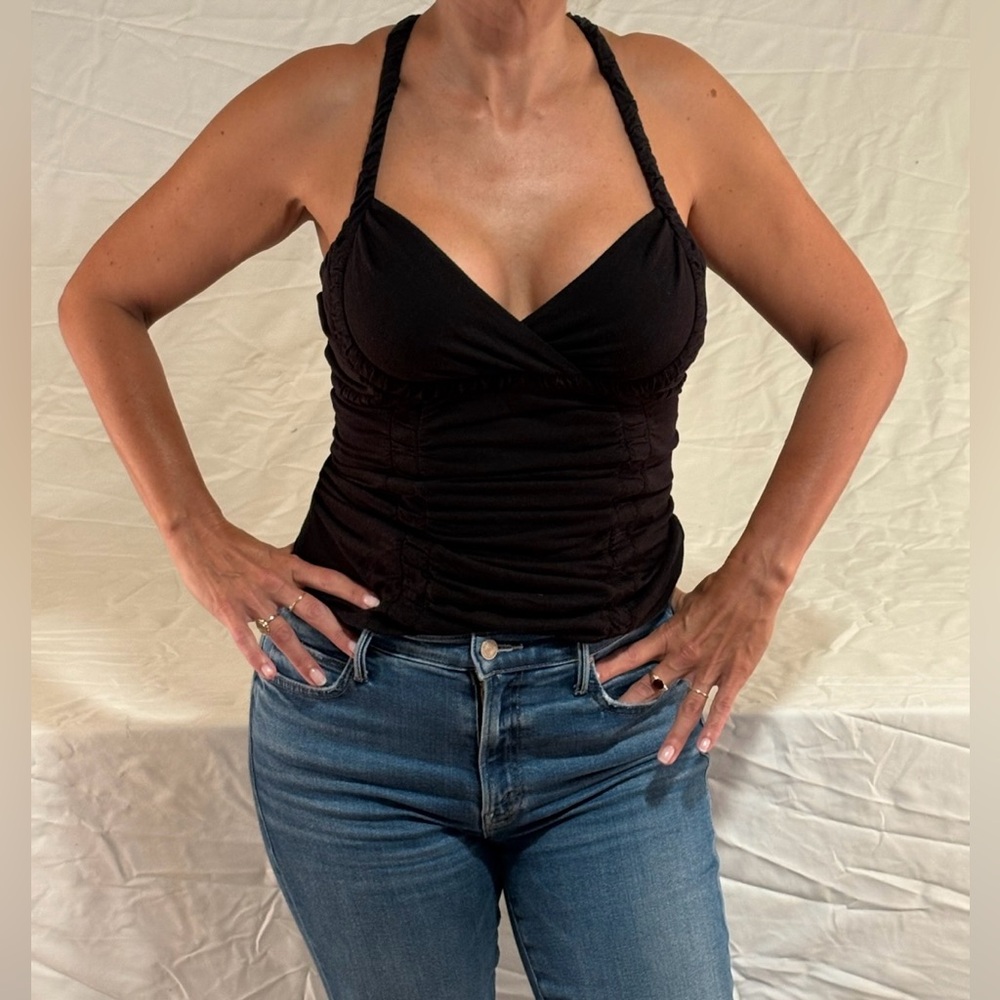 Chic Black Ruched Tank Top